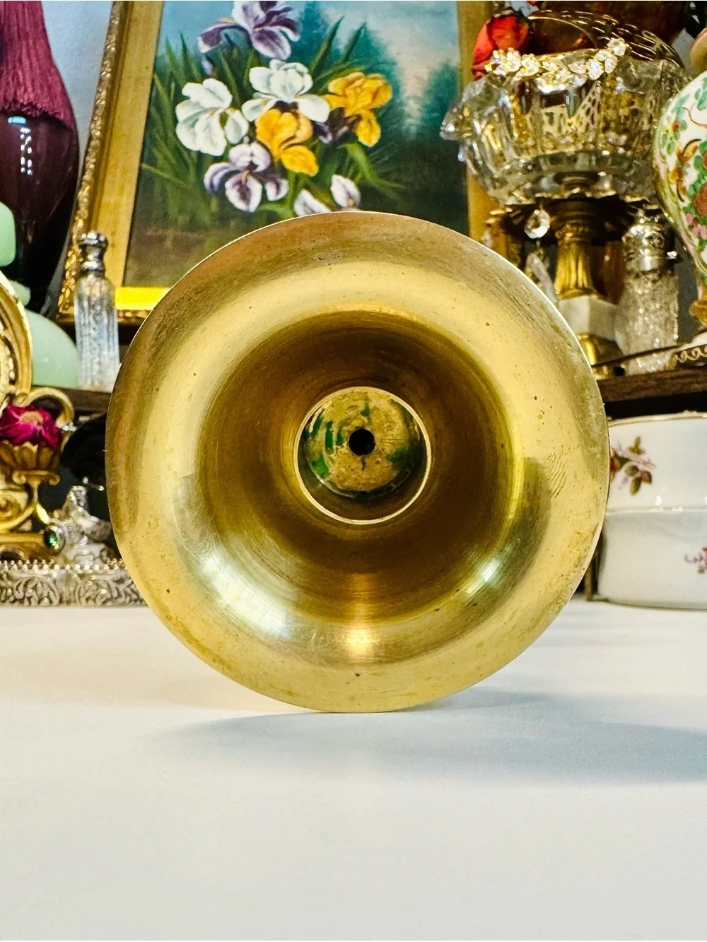 Vintage Mid-Century Modern Turned Brass Candlestick Holder (15